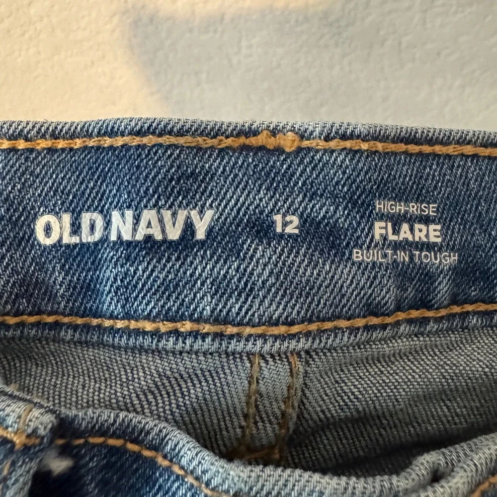 Old Navy Girls High Rise Flare Denim Jeans Size 12 Light Blue Wash